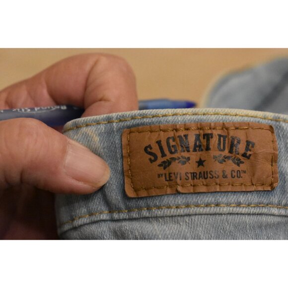 Women's Signature Levi Strauss Modern Straight Custom Bleach Dye Jeans 10L - Picture 6 of 6